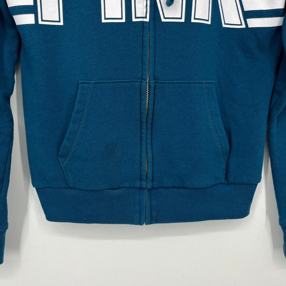 PINK Victoria's Secret Full Zip Hoodie Women's Size XS Blue Logo Cotton Blend - Picture 3 of 9